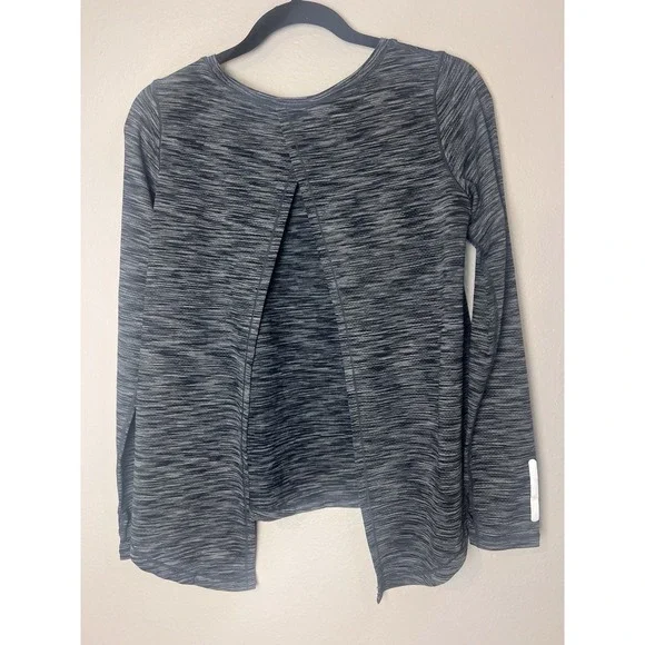ZYIA Active Size M Tie-Back Split Back Long Sleeve Top Space Dye Gray - Picture 2 of 6